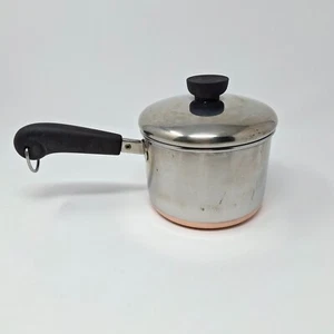 1801 Revere Ware 1 1/2 Qt Copper Bottom Sauce Pan Pot w/ Lid Rome NY USA Tall - Picture 1 of 7