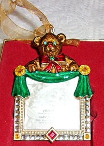 Costco Enameled Photo Christmas Ornament- Teddy Bear - Picture 1 of 4
