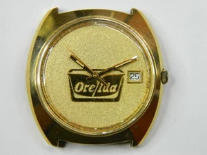 VINTAGE 1983 JOSTENS ORE IDA GOLD PLATED SS MENS QUARTZ WATCH - RUNS - REPAIR - Picture 1 of 9