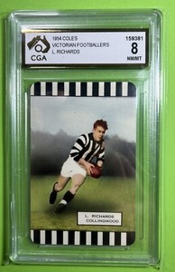 1954 VFL Coles Football Card LOU RICHARDS Collingwood Magpies (CGA 8 NM/MT)