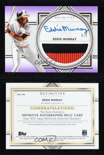 2022 Topps Definitive Collection Relic Purple /5 Eddie Murray #DARC-EMU Auto HOF