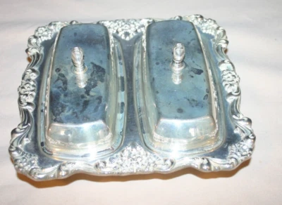 Plato de mantequilla doble rosa Lancaster Poole Silver Company #405 R-885 Foto 1 de 4