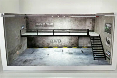 1:64 Diorama Double-deck Garage 2 Led light RWB W/Acrylic Cover # - Image 1 of 4