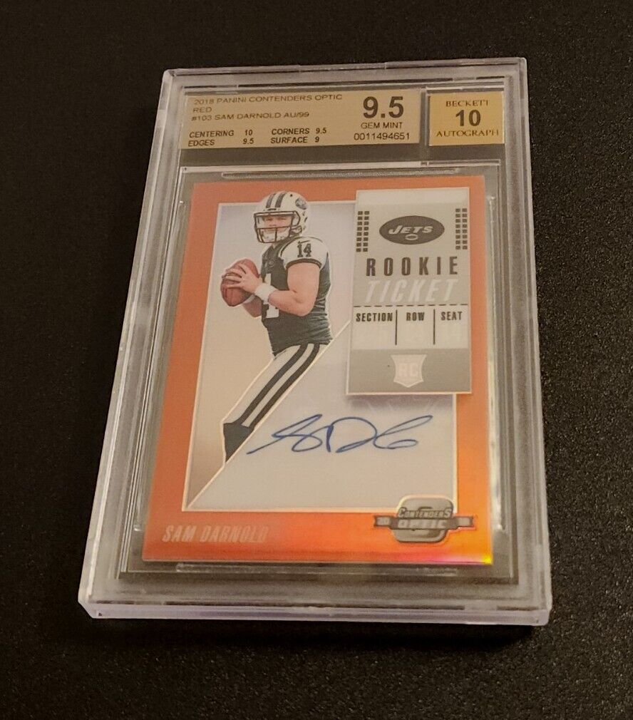 2018 Contenders Optic Sam Darnold Red Prizm Rookie Auto #36/99 BGS 9.5/10 Jets