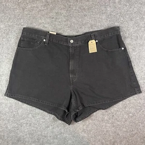 New Levis Shorts Womens 24W Plus Black Denim High Rise Mom Shorts 4” Inseam NWT - Picture 1 of 10