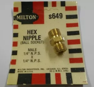 Milton s649 Hex Nipple (Ball Socket) Hose Fitting - Male 1/4" NPS X 1/4" NPS - Bild 1 von 2