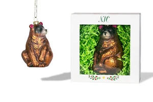 Stella del Nord Natale | Ornamento in Vetro Orso Marrone | Collezione Animali - Foto 1 di 7