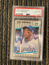1989 Fleer Glossy #196 Gary Sheffield Rookie Card Milwaukee Brewers PSA 8