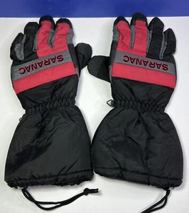 Vintage SARANAC Nylon & PVC Viynl Winter Snow Gloves Mens XL Black, Red, Gray - Picture 1 of 7