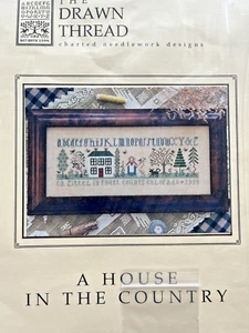 Sampler Cross Stitch Chart Pattern with Fish Charm A HOUSE IN THE COUNTRY Trees - Picture 1 of 5