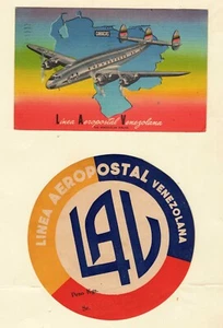 LAV VE -101 VENEZUELA AIRLINE GEPÄCKETIKETT, sehr guter Erhaltungszustand + LAV AIRLINE PCD - SELTEN - Bild 1 von 2