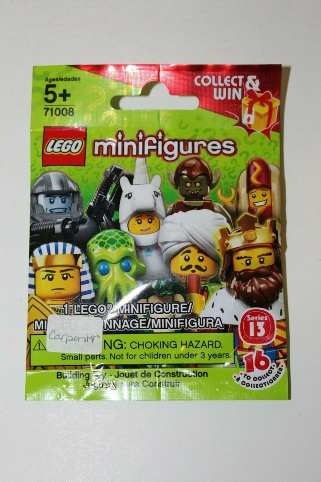 LEGO Minifigures Series 13 (71008) CARPENTER New Factory Sealed Retired (2015) - Image 1 of 3