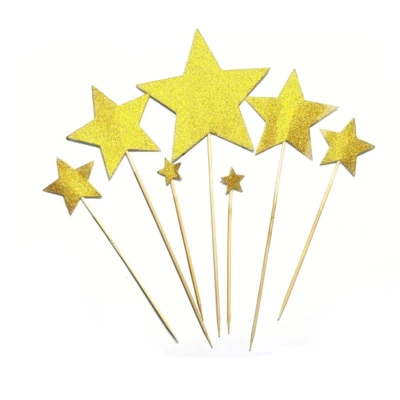 Paquete de decoración de magdalenas Twinkle Gold Star Baby Shower o fiesta de cumpleaños Foto 1 de 4