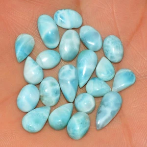 20 Pcs 58 Cts Natural Blue Larimar Cabochon Loose Gemstone Lot 15x6 5x5mm #15562 - Picture 1 of 6