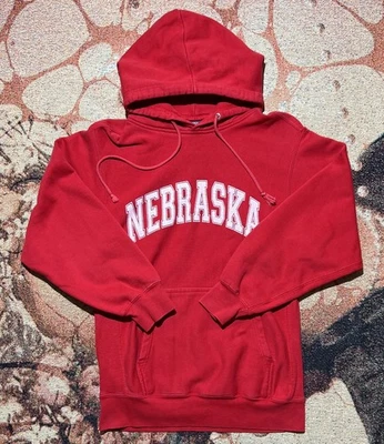 VINTAGE MV Sport Pro Weave Nebraska Hoodie Sweatshirt Red Small - Image 1 of 4