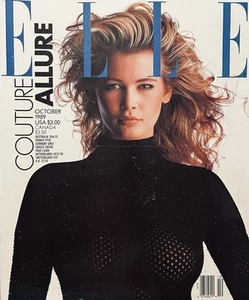 RARE ELLE USA OCTOBER 1989 CLAUDIA SCHIFFER Linda Evangelista NAOMI CAMPBELL VGC - Picture 1 of 24