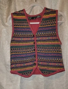 Lizwear Vintage Sweater Vest 80s Cosby style sweater vest bright colors... - Picture 1 of 10