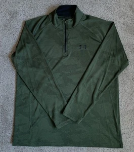 Under Armour Men’s 1/4 Zip Pullover Olive Green Patterned Heat Gear Loose MEDIUM - Picture 1 of 9
