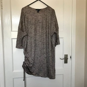 New Look Brown Ruched Top Size 8 Short Sleeve Round Neck Casual Tunic - Picture 1 of 9