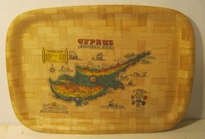 1960 Wooden Tray Historical Map of CYPRUS "The Island of Venus" MINT Condition!! - Bild 1 von 7