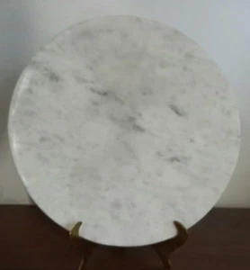 MCM Italian Carrara Marble Lazy Susan Turntable White Grey By Anthropologie - Picture 1 of 8