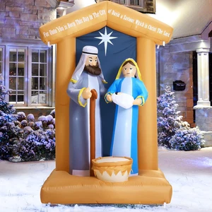 7 FT Gonfiabili Natalizi Presepe Decorazioni da Esterno, Natale Blow Up - Foto 1 di 8