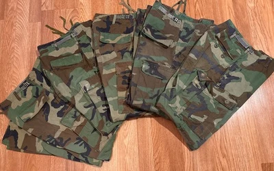 Lote Militar 5 Pantalones Carga Woodland Camuflados Hombre Talla Pequeña/Regular Caza Foto 1 de 4