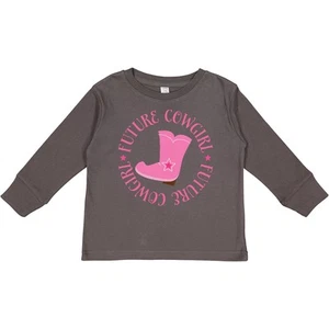 Inktastic Future Cowgirl Girls Toddler Long Sleeve T-Shirt Cowboy Boot Boots Hws - Picture 1 of 3