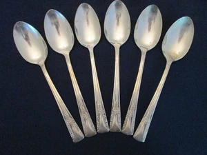 SET 6 TEELÖFFEL! Vintage INTERNATIONAL Silberauflage: CAMELIA Muster: SCHÖN - Bild 1 von 9