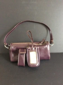 Nine West Faux Leather Purple Shoulder Bag With Phone Lipstick Cases 10 In Purse - Picture 1 of 12