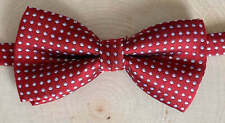 Boys Maroon Bow Tie, Silver Dots, 5-12 Year Olds