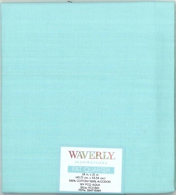 Waverly Inspirations Fat Quarter Solid Aqua 18" x 21" 100% Cotton Fabric Blue - Image 1 of 2