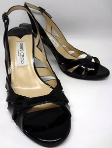 JIMMY CHOO London Pilot Black Patent Leather 3.25" Heels Sz 40/10 $695 EUC w box - Picture 1 of 12
