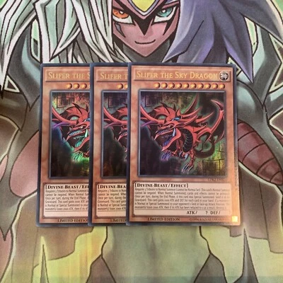 LDK2-ENS01 x3 Slifer the Sky Dragon Ultra Rare Excellent Condition Yugioh  - Image 1 of 2