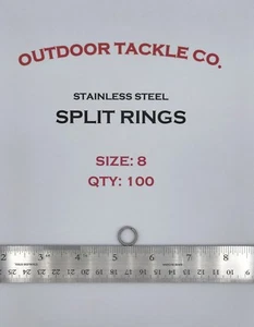 GRÖSSE #8 Split Ringe 100 Stück Packung Edelstahl HERGESTELLT IN DEN USA Angeltackle - Bild 1 von 2
