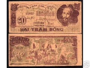 VIETNAM 200 DONG P-34 1950 RARE HO CHI MINH AUNC WORLD CURRENCY MONEY BILL NOTE - Picture 1 of 1