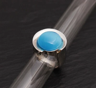 Edelstahl Ring mit Katzenauge blau 16 17 18 19 mm 316 Steinschatz - Bild 1 von 3