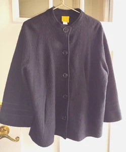 Ruby Rd Wollmantel Damen L Jacke Mantel schwarz Knopf Akzent Falte hinten warm gebraucht, in einwandfreiem Zustand - Bild 1 von 4