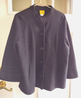 Ruby Rd Wool Coat Women L Jacket Coat Black Button Accent Pleat Back Warm EUC - Image 1 of 4