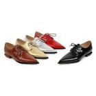 Women's Pumps Shoes Oxfords Pointed Toe Lace Up Oversize Britain Block Heel Chic