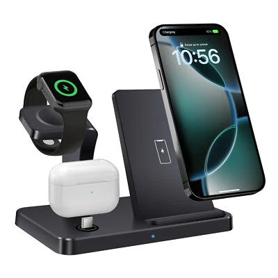 Wireless Charger 3In1 Charging Station For Apple Watch 9 8 iPhone 16 Pro Max 15 - Image 1 of 4