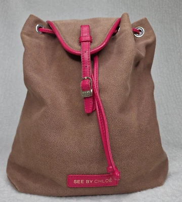 See By Chloe Canvas Backpack Burgundy and Brown Good Condition Classic SBC - Image 1 of 4