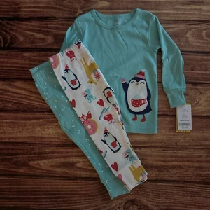 Conjunto de Pijama Carter’s Niña Talla 12 Meses Ajuste Ajustado Top Pantalones Pingüino Cacao Anx9 - Imagen 1 de 6