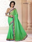 Sari Georgette fête vêtements sari vert indien étoile lourde or dupion travail frontalier