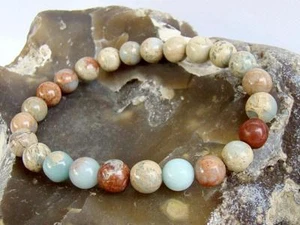 Natural Gemstone Men's Women's Elasticated bracelet 8mm shoushan stone beads - Picture 1 of 3