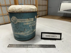 Vintage Blue Frabills Frabilite Minnow Bucket Tin Litho Foam - Picture 1 of 8