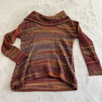 Suéter Royal Robbins Para Mujer XS Pullover Capucha Cuello Tejido Rayas Óxido Oro Oliva Foto 1 de 4