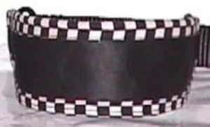 Nascar checker flag LEATHER PREMIER DOG COLLAR ITALIAN GREYHOUND MIN PIN XOLO - Picture 1 of 2