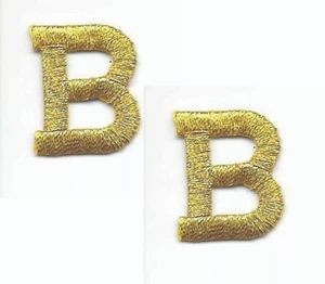 Metallic Gold Block letter B Patch Embroidered Cut out Iron on (1" in) Lot of 2 - Picture 1 of 2