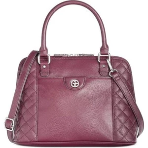 Giani Bernini Deep Wine Purple Satchel Bag, Quilted Leather, Double Handle, NWT! - Picture 1 of 14